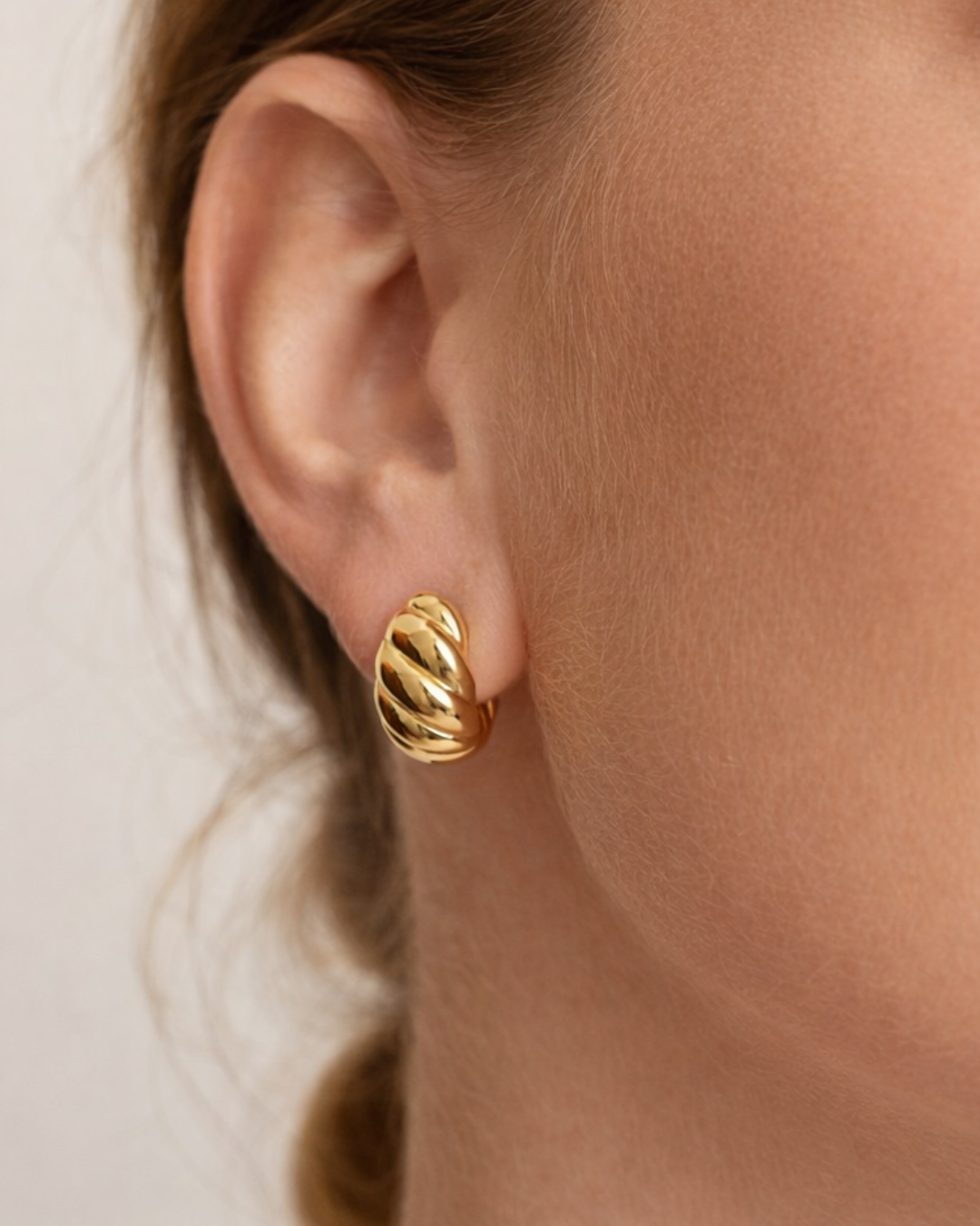 Gold Croissant Stud Earring