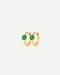 Gold Emerald Huggie Hoop Earrings