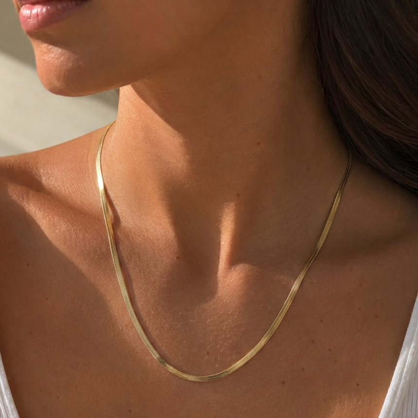 Gold snake chain necklace